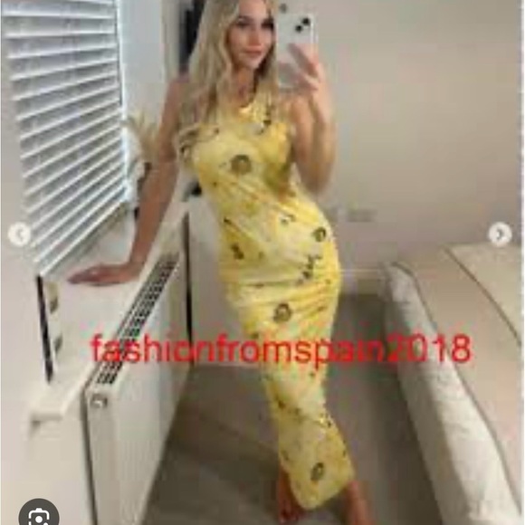 Zara yellow floral mesh criss cross back midi dress BLOGGERS FAVORITE!! NWT - Picture 6 of 7